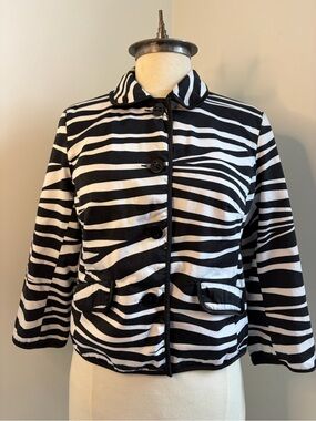 Live a Little Black and White Zebra-Print Blazer Jacket